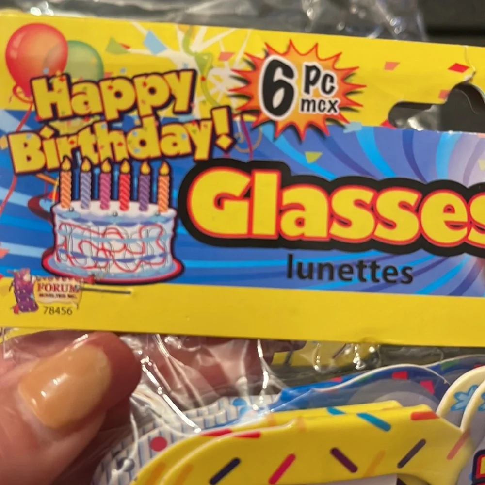 12~Colorful Funky Happy Birthday Cake Glasses w/candles party gag gift 6 1/2”